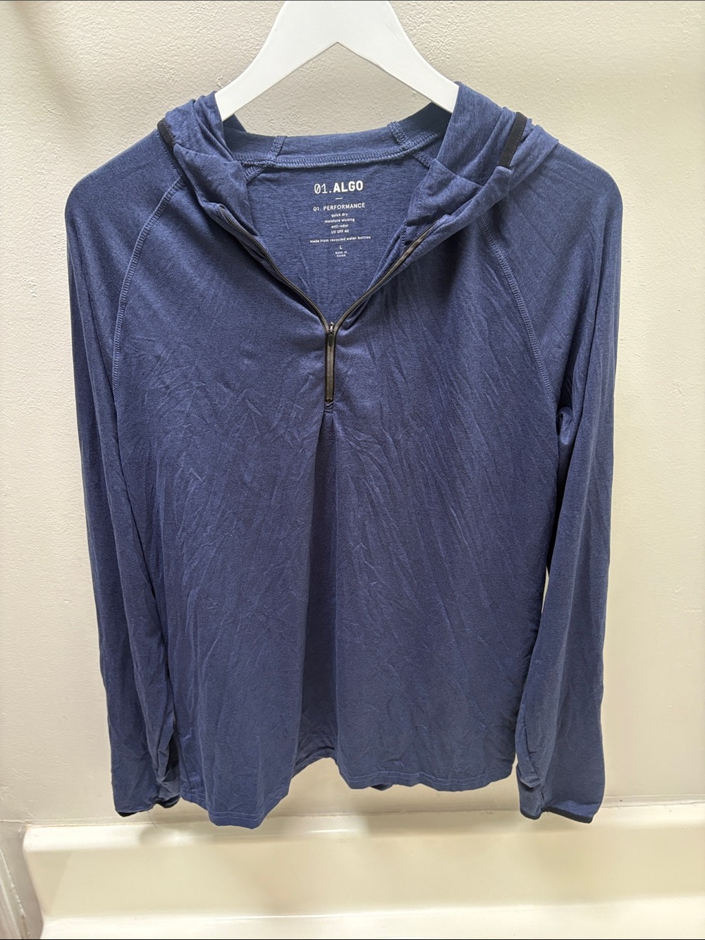ALGO Men's Performance Half-Zip Hooded Sweater in Navy